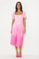 Swish This Way Midi Dress Pink